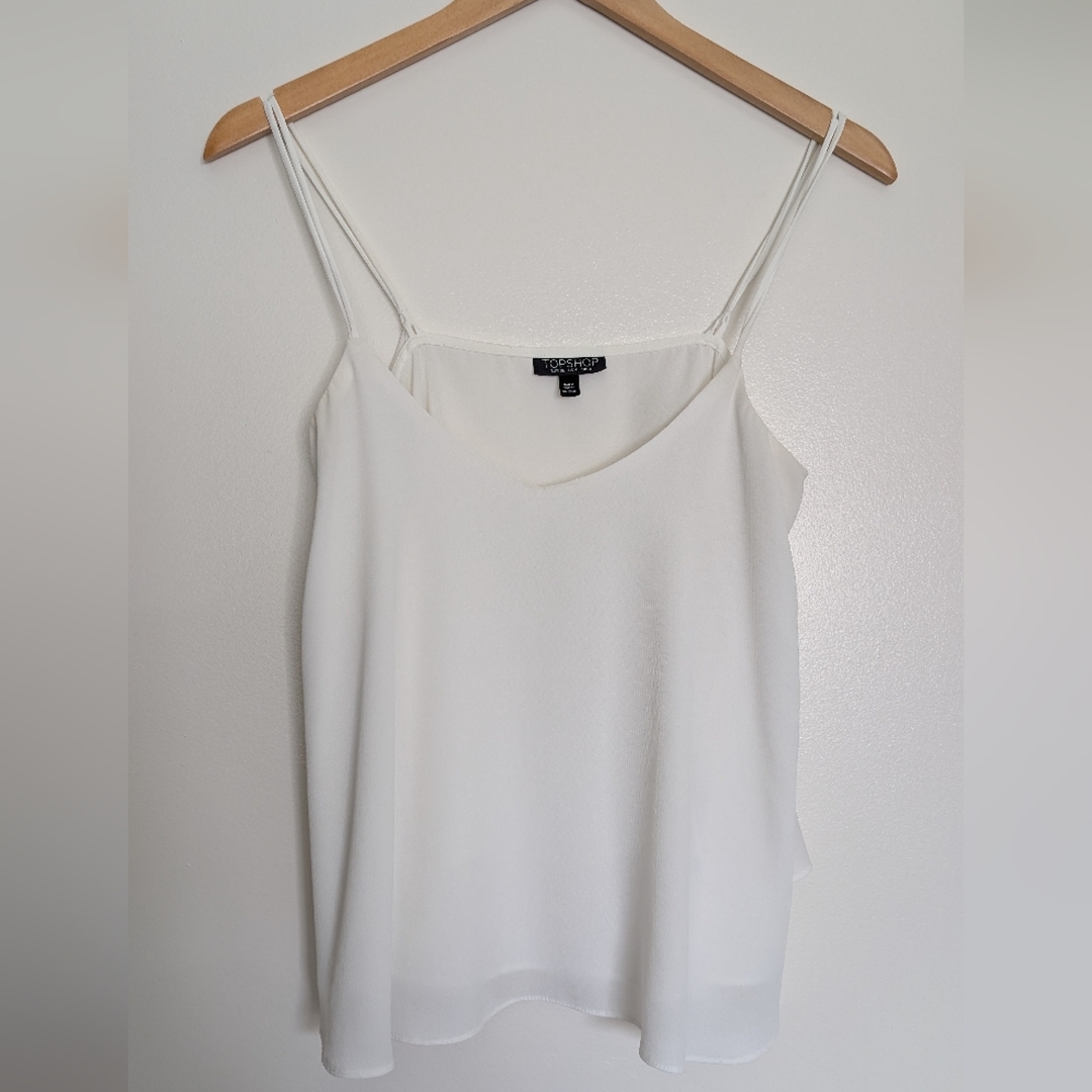 Topshop White Camisole Top Spaghetti Strap Women's Size 4
